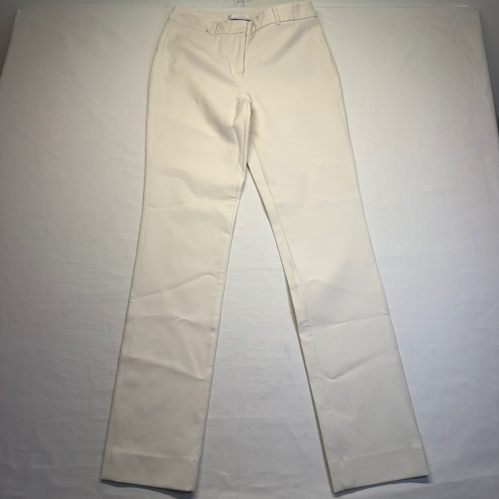 White House Black Market Cream Straight-Leg Elle Trousers